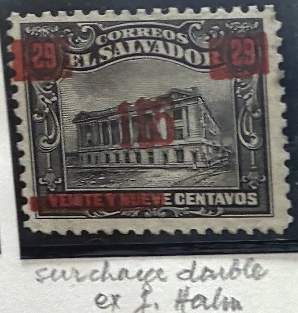sellos timbres-poste Briefmarken stamps El Salvador 1919 Centavo surcharges on Tram Trolley Tranvia National Theatre teatro nacional 